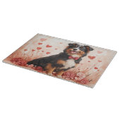 Australian Shepherd with Roses - バレンタインデー  カッティングボード (角)