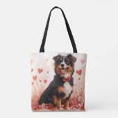Australian Shepherd with Roses - バレンタインデー  トートバッグ (裏面)