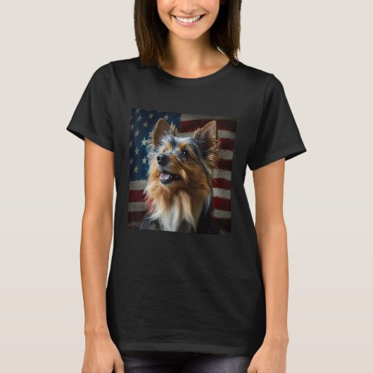 Australian Terrier 4th of July Australian Terrier Tシャツ (正面)