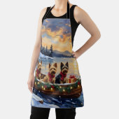 Australian Terrier Christmas Boat Holiday エプロン (インサイチュ)