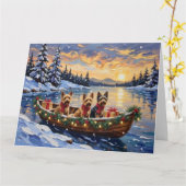 Australian Terrier Christmas Boat Holiday カード (黄色い花)