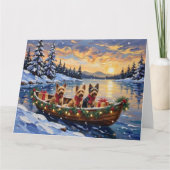 Australian Terrier Christmas Boat Holiday カード (正面)
