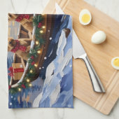 Australian Terrier Christmas Boat Holiday キッチンタオル (四つ折り)