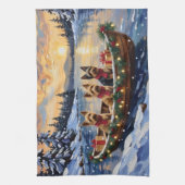 Australian Terrier Christmas Boat Holiday キッチンタオル (縦)