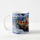 Australian Terrier Christmas Boat Holiday コーヒーマグカップ (左)