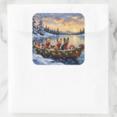 Australian Terrier Christmas Boat Holiday スクエアシール (バッグ)