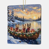 Australian Terrier Christmas Boat Holiday セラミックオーナメント (左)