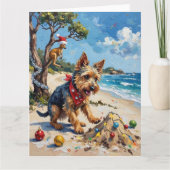 Australian Terrier Christmas Down Under Holiday カード (正面)