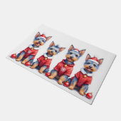 Australian Terrier Christmas Dress Santa Hat ドアマット (アングル)