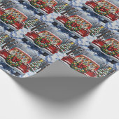 Australian Terrier Christmas Red Truck Holiday ラッピングペーパー (角)