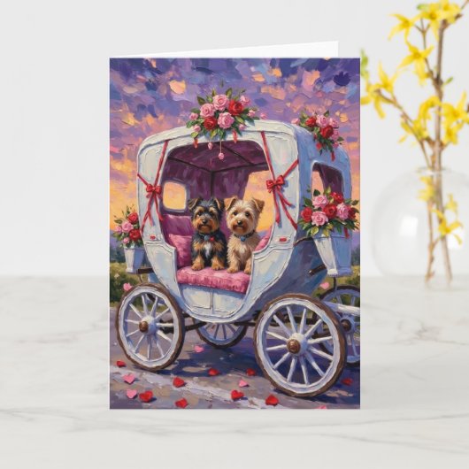 Australian Terrier Dog Valentine's Day  カード (黄色い花)