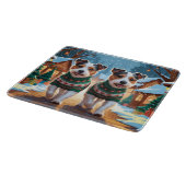 Australian Terrier Dogs Christmas Snow Holiday カッティングボード (角)