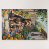 Australian Terrier Garden Bloom Art ジグソーパズル (横)