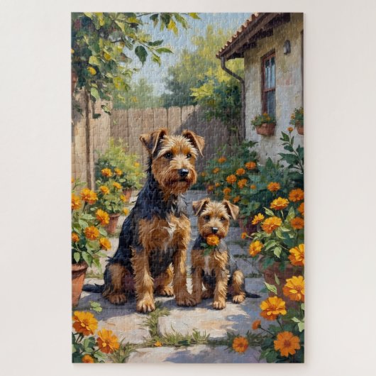 Australian Terrier Garden Bloom Art ジグソーパズル (縦)
