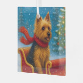 Australian Terrier Holiday ガラスオーナメント (正面左)