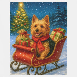 Australian Terrier Holiday フリースブランケット