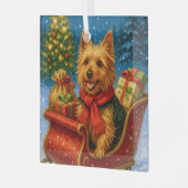 Australian Terrier Holiday Metal Ornament ガラスオーナメント (正面左)