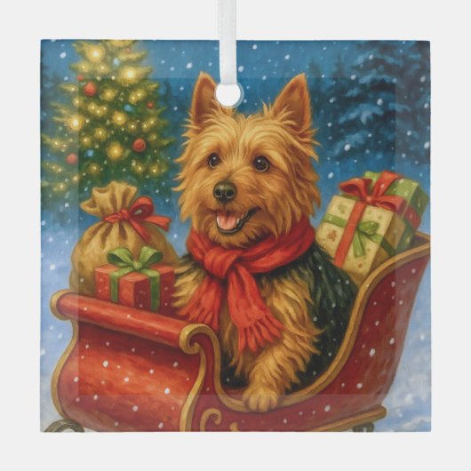 Australian Terrier Holiday Metal Ornament ガラスオーナメント (正面)