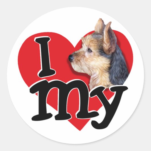 Australian Terrier I (ハート)マイ ラウンドシール (正面)