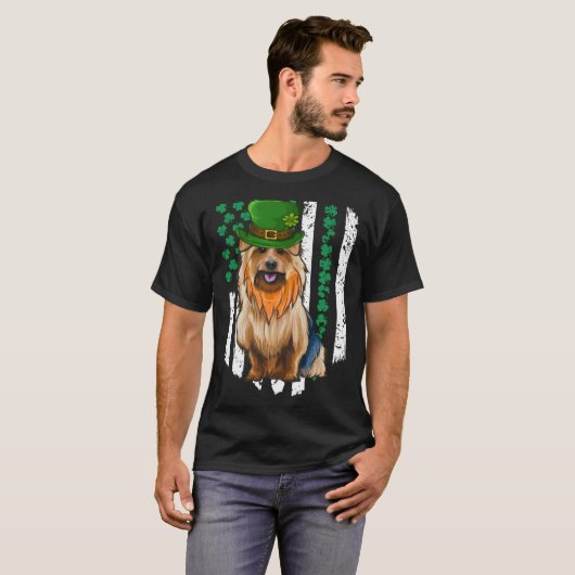 Australian Terrier St Patricks Day Irish American  Tシャツ (正面フル)