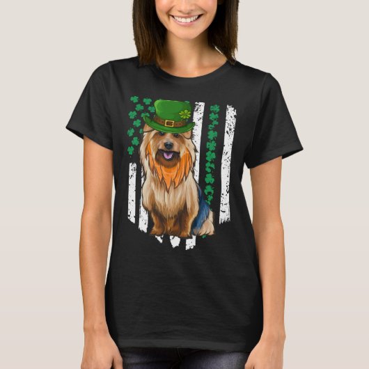Australian Terrier St Patricks Day Irish American  Tシャツ (正面)