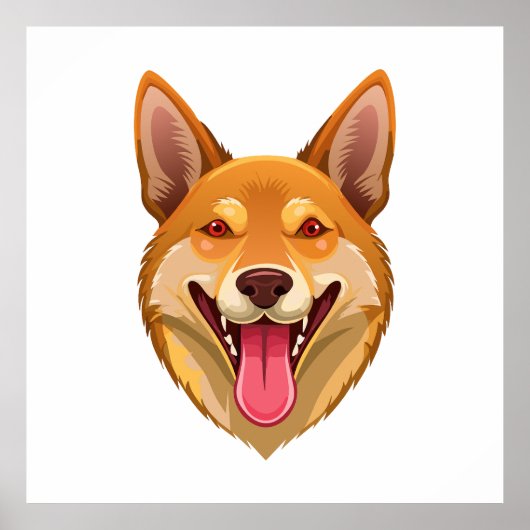 Australian wild dog dingo head ポスター (正面)