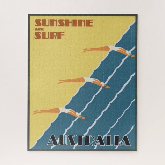 Australian Women泳ぐ人Vintage Travelポスター ジグソーパズル (縦)