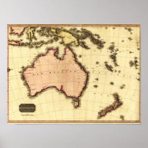 AustraliaPanoramic MapAustralia ポスター