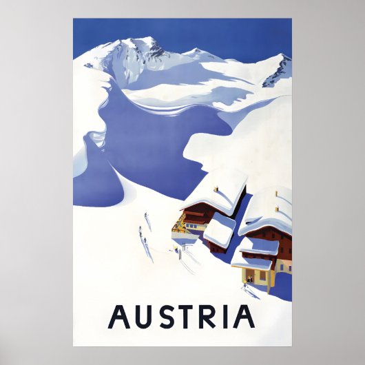 Austria Alps Ski Poster Vintage Travel Print ポスター (正面)