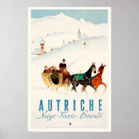 Austria Autriche Vintage Ski Poster - Framed Print ポスター (正面)