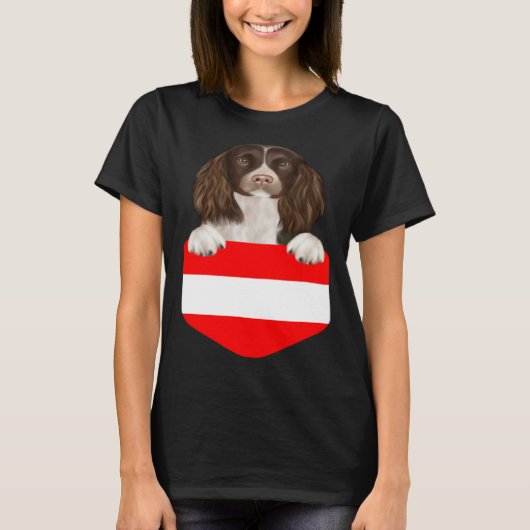 Austria Flag English Springer Spaniel Dog In Pocke Tシャツ (正面)