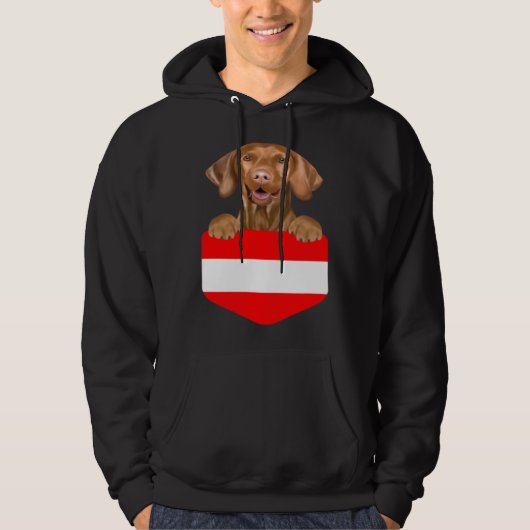 Austria Flag Vizsla Dog In Pocket パーカ (正面)