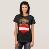 Austria Flag Vizsla Dog In Pocket Tシャツ (正面フル)
