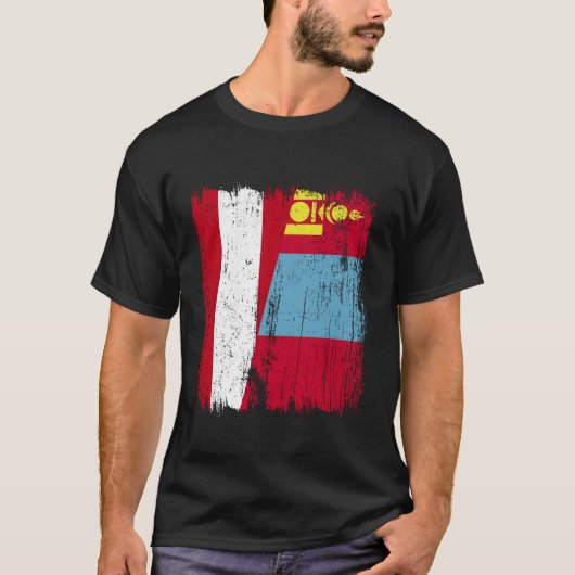 Austria Mongolia Half Flag Austrian Mongolian Jers Tシャツ (正面)