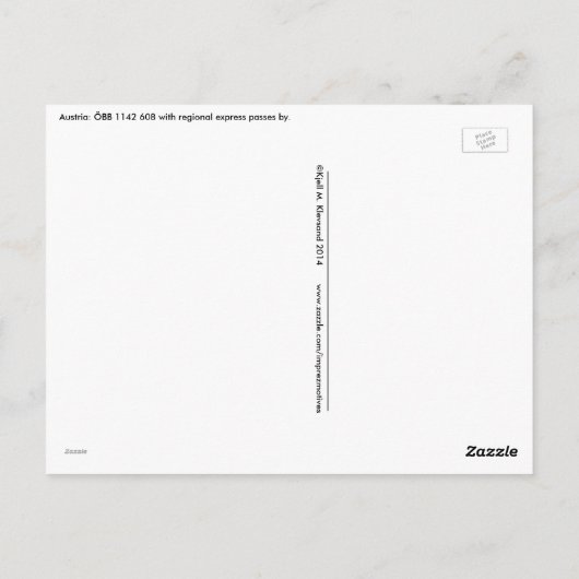 Austria. ÖBB 1142 608 - 7 passes by. ポストカード (裏面)