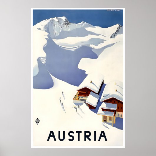 Austria Ski Poster Travel Art Vintage Austrian ポスター (正面)