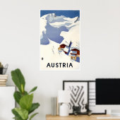 Austria Ski Poster Travel Art Vintage Austrian ポスター (ホームオフィス)