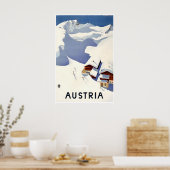 Austria Ski Poster Travel Art Vintage Austrian ポスター (キッチン)