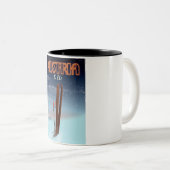 Austria To Ski – 冬のスキー旅行ポスターA ツートーンマグカップ (正面右)