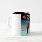 Austria To Ski – 冬のスキー旅行ポスターA ツートーンマグカップ (正面左)