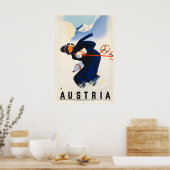 Austria Vintage Ski Poster - Framed Print - Canvas ポスター (キッチン)