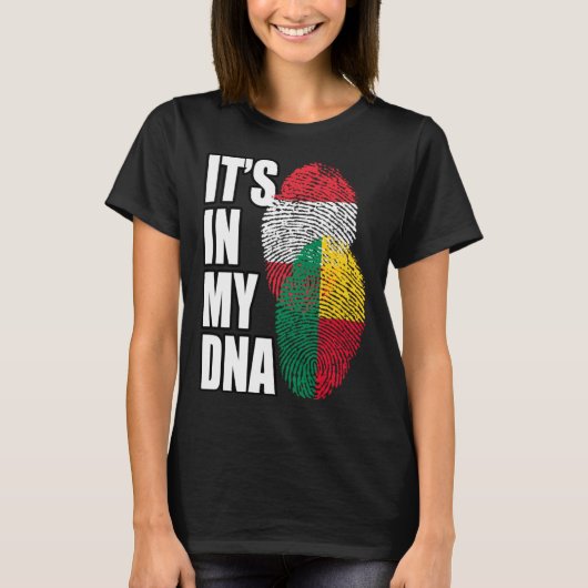Austrian And Beninese Mix DNA Flag Heritage Tシャツ (正面)