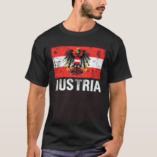 Austrian Flag Austria Vienna Land der Berge Eagle Tシャツ (正面)