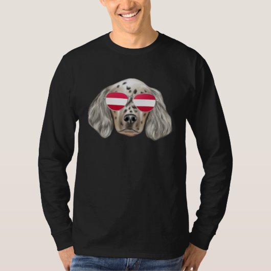 Austrian Flag English Setter Dog Austria Pocket Tシャツ (正面)