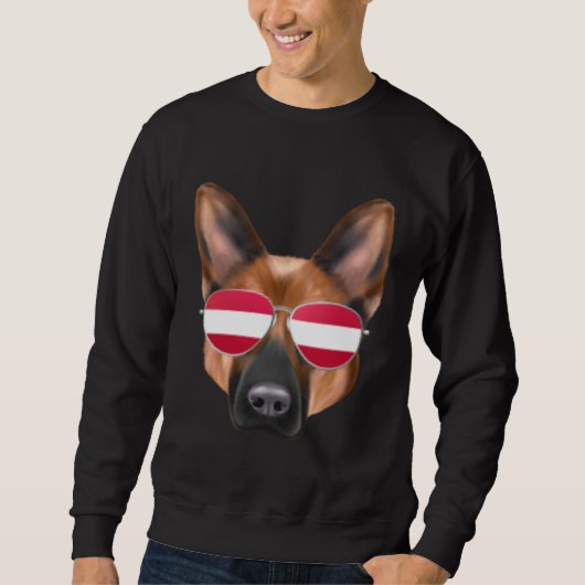 Austrian Flag German Shepherd Dog Austria Pocket スウェットシャツ (正面)
