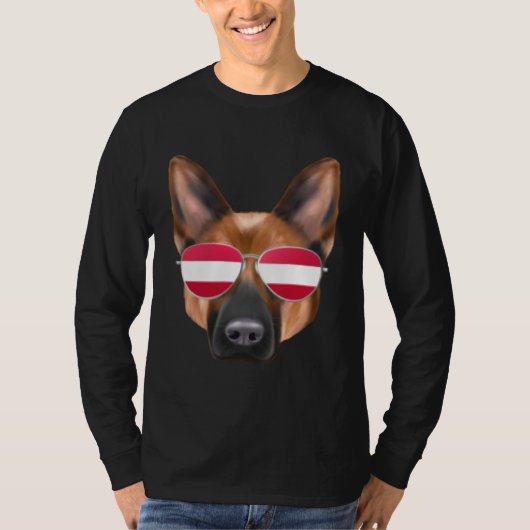 Austrian Flag German Shepherd Dog Austria Pocket Tシャツ (正面)