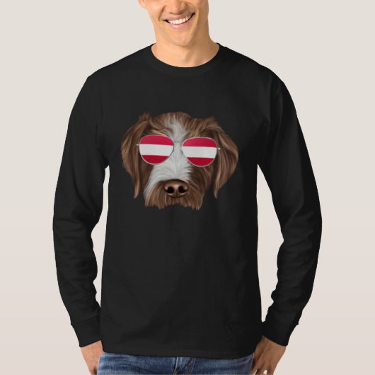 Austrian Flag German Wirehaired Pointer Dog Austri Tシャツ (正面)