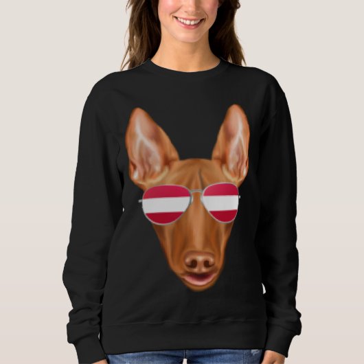 Austrian Flag Pharaoh Hound Dog Austria Pocket スウェットシャツ (正面)