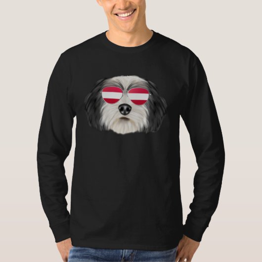 Austrian Flag Polish Lowland Sheepdog Dog Austria  Tシャツ (正面)