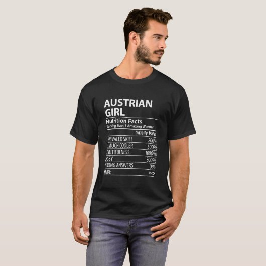 Austrian Nutrition Facts Austria Tシャツ (正面フル)